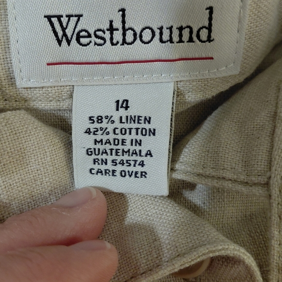 Vintage Linen Button Down Beige Plus Size Skirt Cotton - Picture 8 of 9